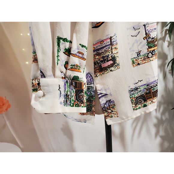 Vtg Tango NWT Womens Tropical Silk Button Shirt Sz S Hawaiian Surf Beach Resort - Picture 7 of 15